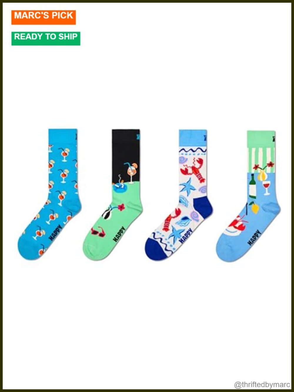 Happy Socks 5-Pack Organic Cotton Calf Socks Reinforced Heel Toe